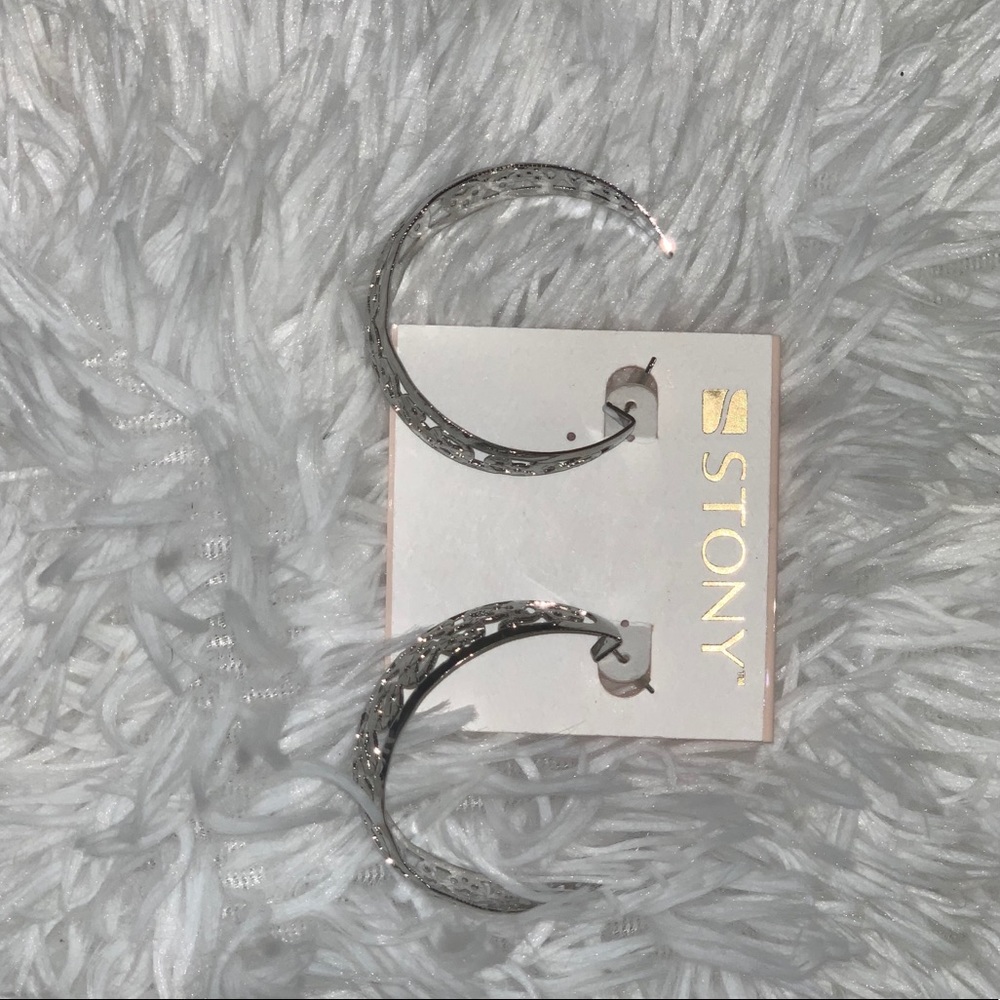 Silver Moon Shaped Earrings